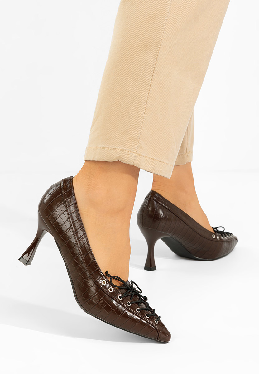 Pantofi cu toc subtire Jasoria maro