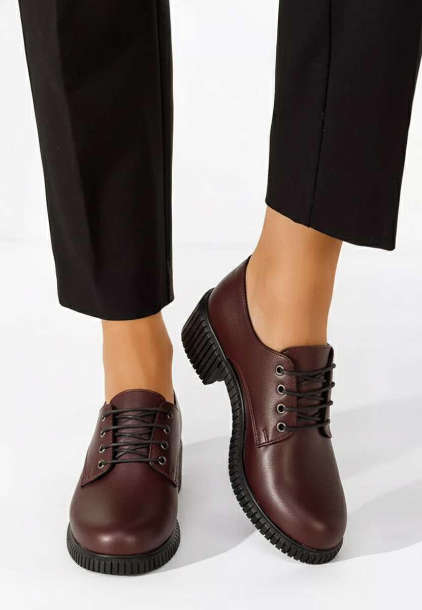 Pantofi cu toc si siret Roanne grena