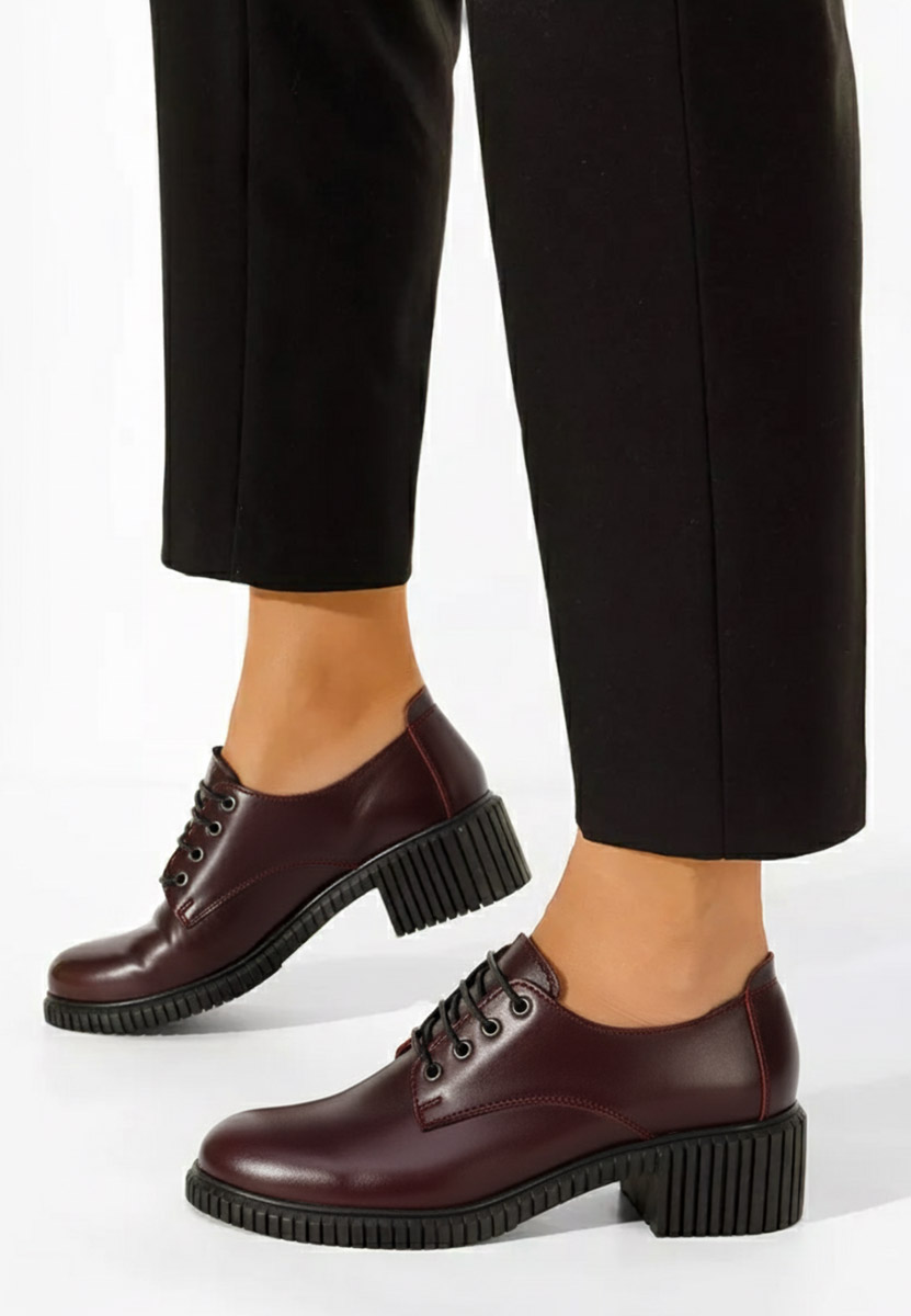 Pantofi cu toc si siret Roanne grena