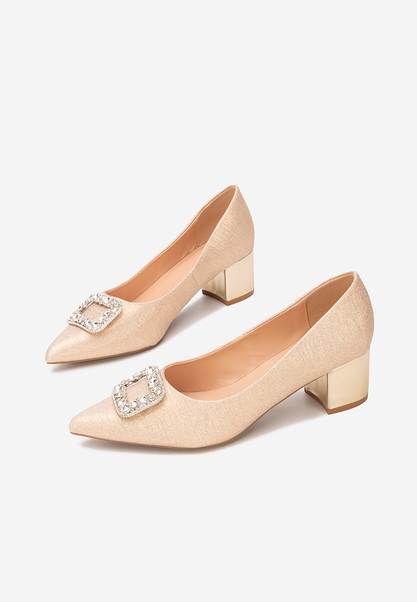 Pantofi cu toc gros Osania aurii