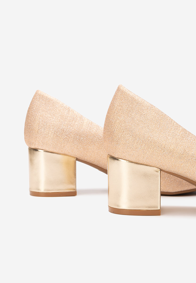 Pantofi cu toc gros Osania aurii