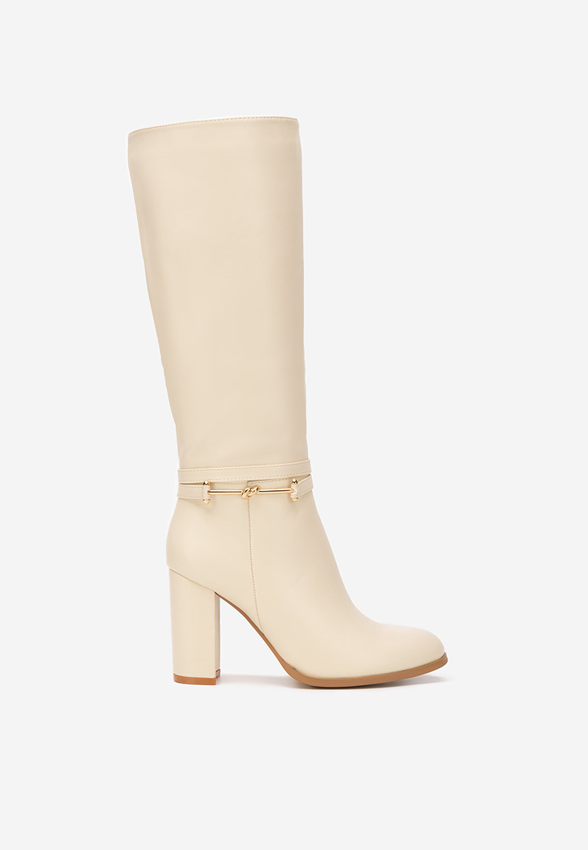 Cizme cu toc gros Dresara bej