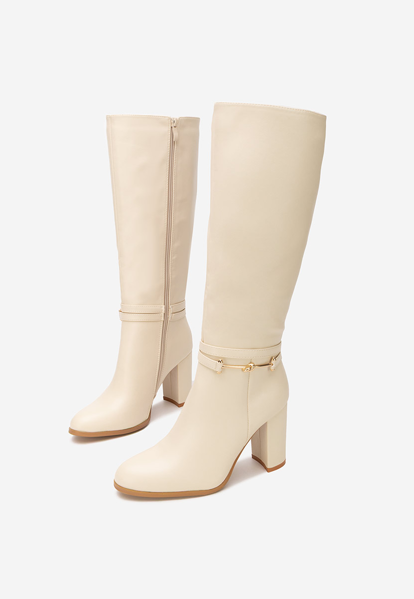 Cizme cu toc gros Dresara bej