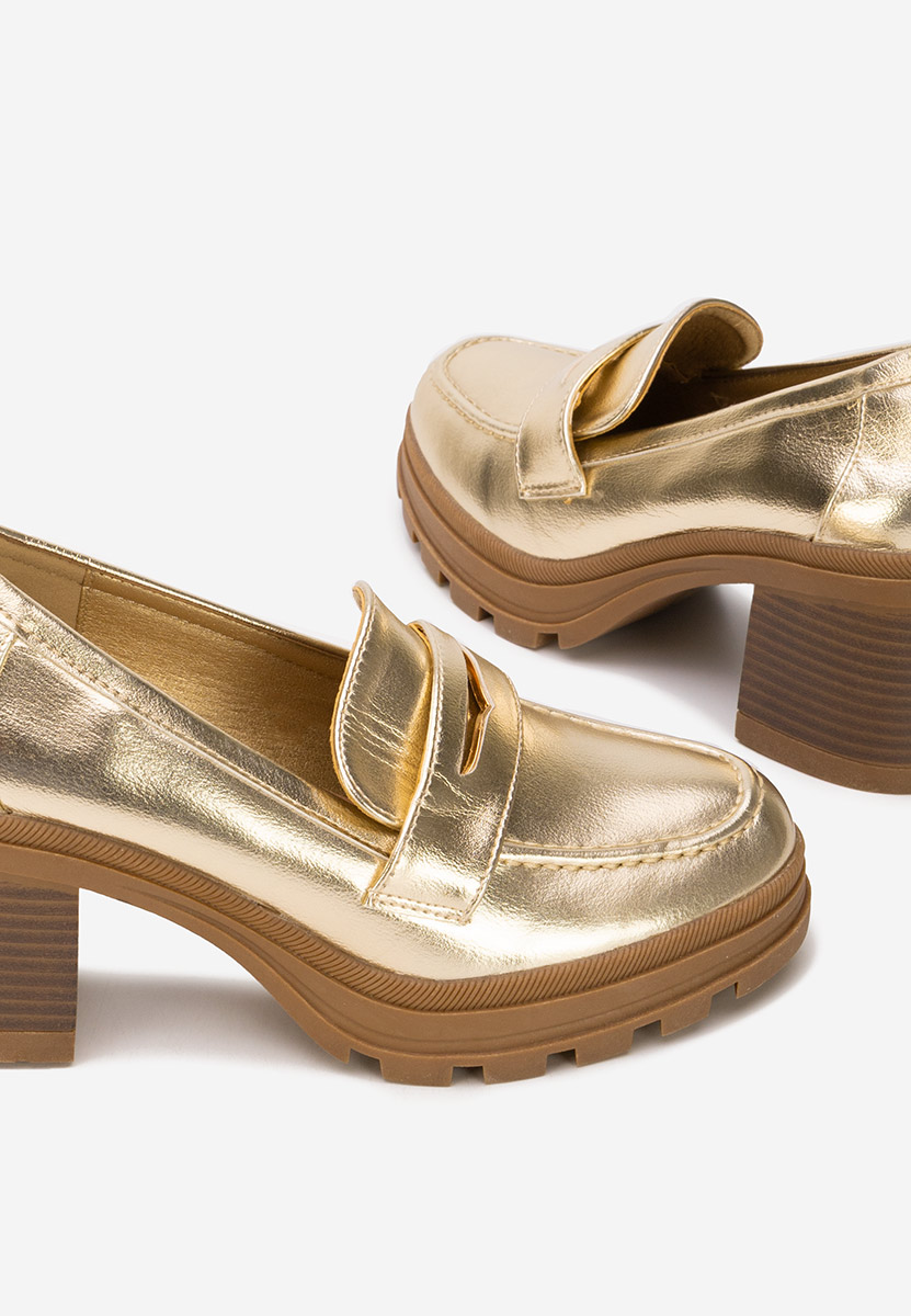 Mocasini cu toc Patritia aurii