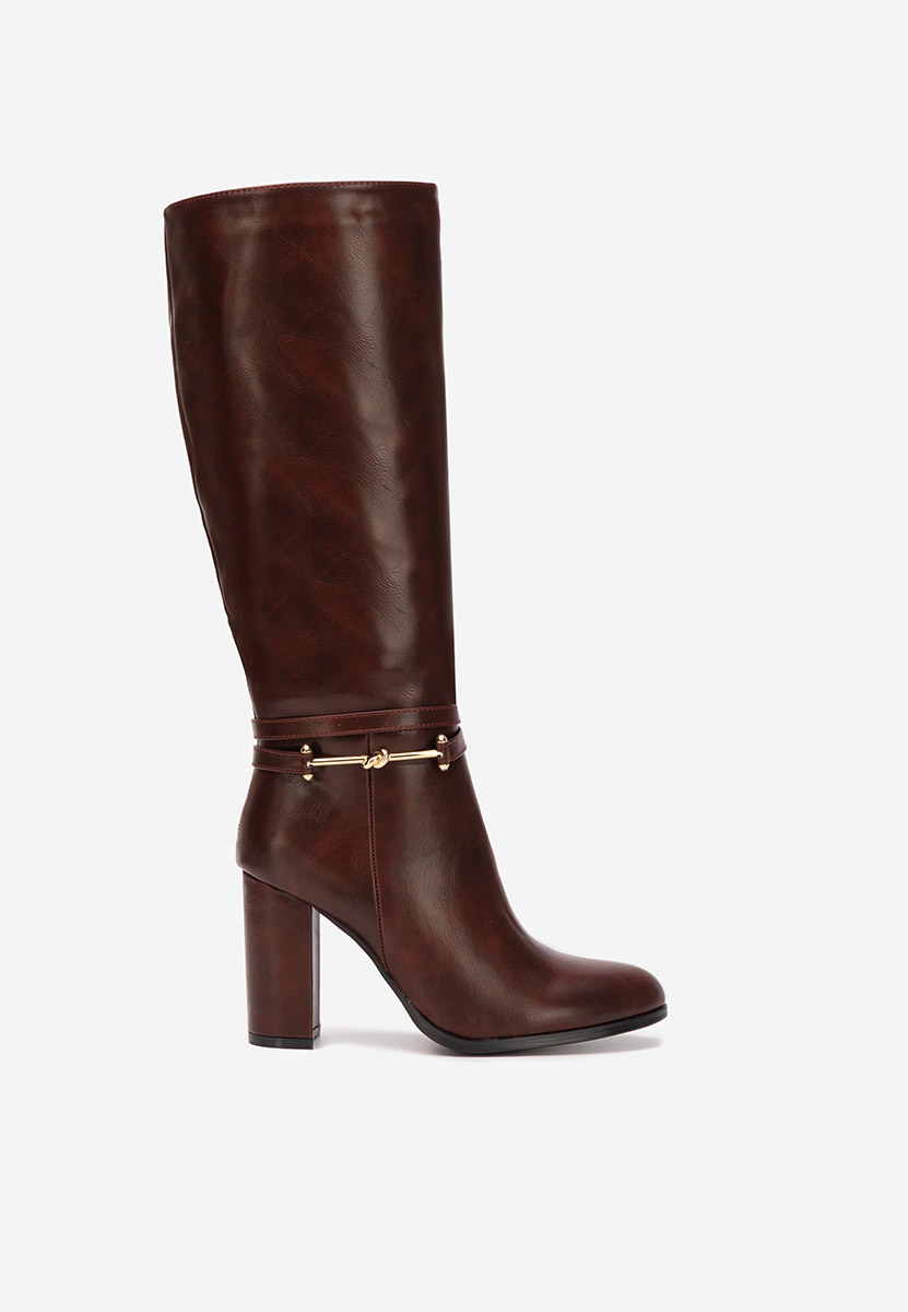 Cizme cu toc gros Dresara grena