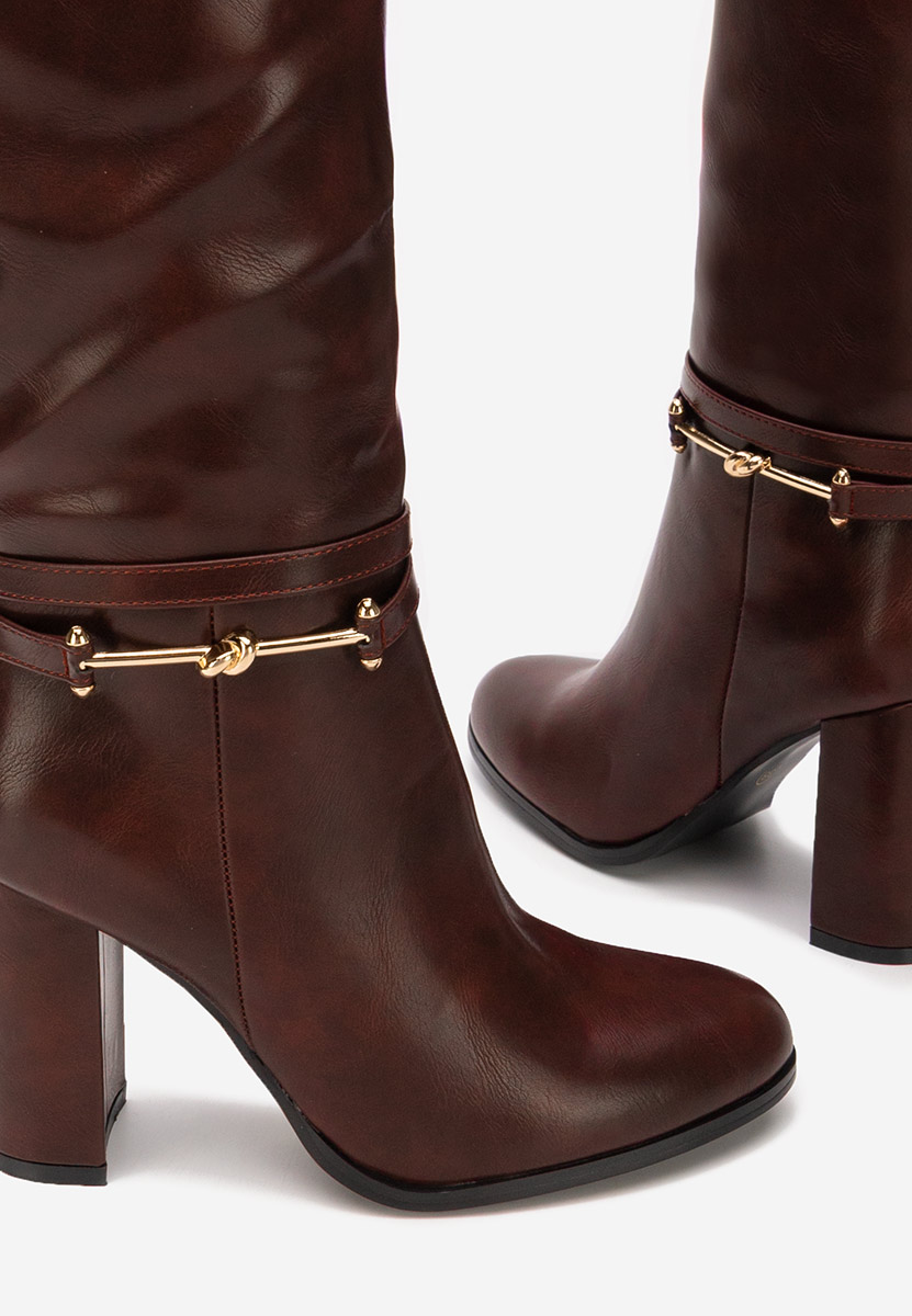 Cizme cu toc gros Dresara grena