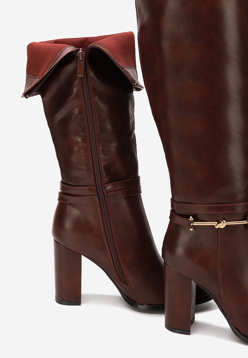 Cizme cu toc gros Dresara grena