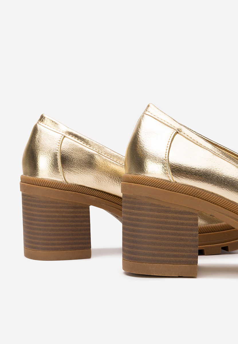 Mocasini cu toc Patritia aurii