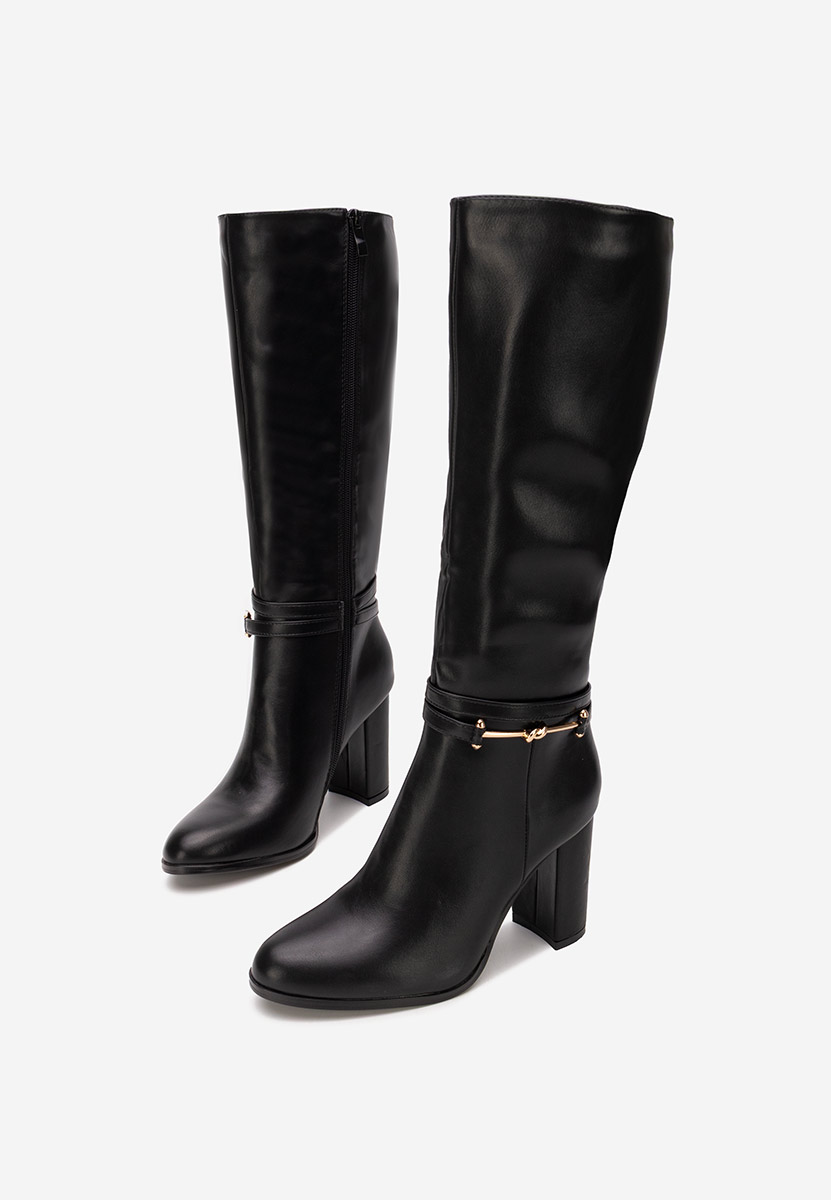 Cizme cu toc gros Dresara negre