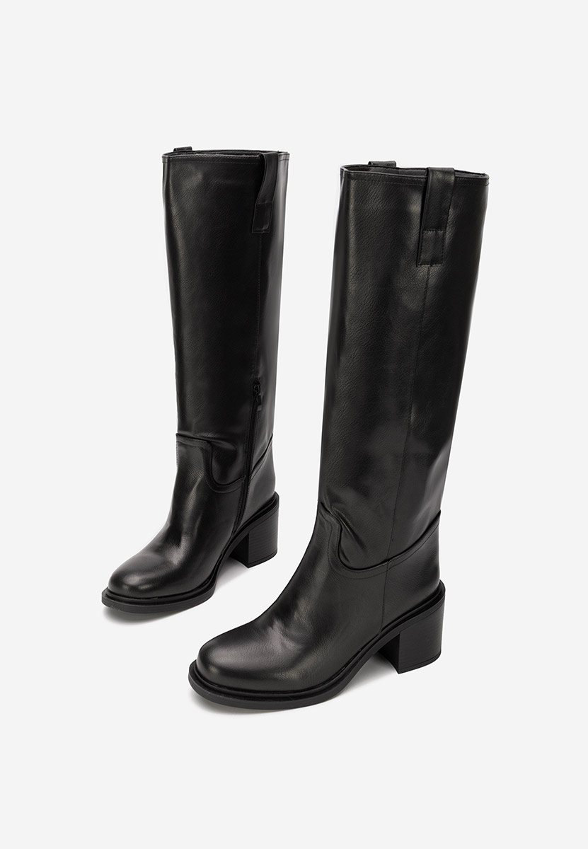 Cizme cu toc gros Jasara negre