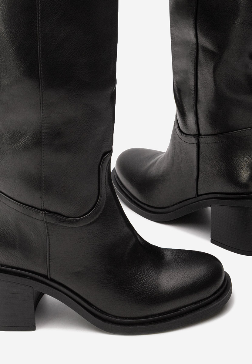 Cizme cu toc gros Jasara negre