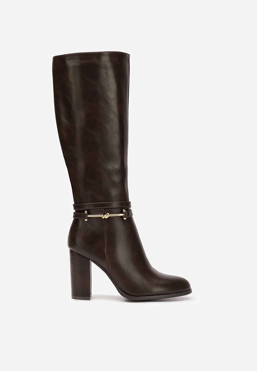 Cizme cu toc gros Dresara maro