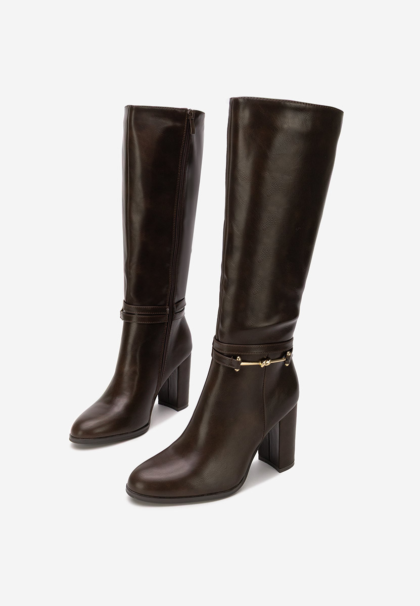 Cizme cu toc gros Dresara maro