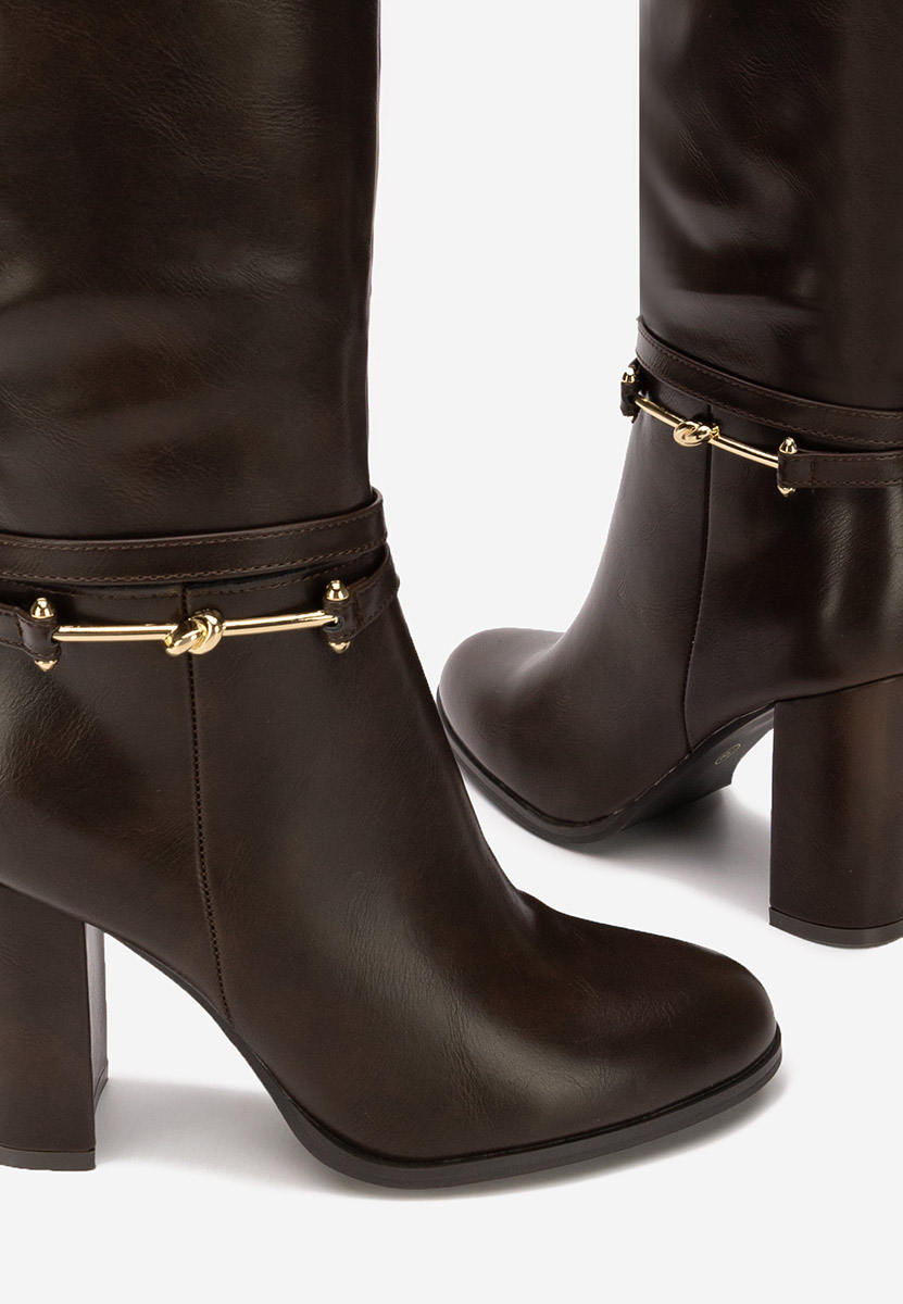 Cizme cu toc gros Dresara maro