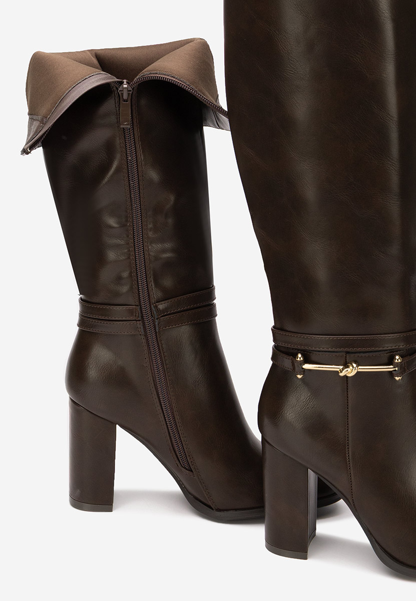 Cizme cu toc gros Dresara maro