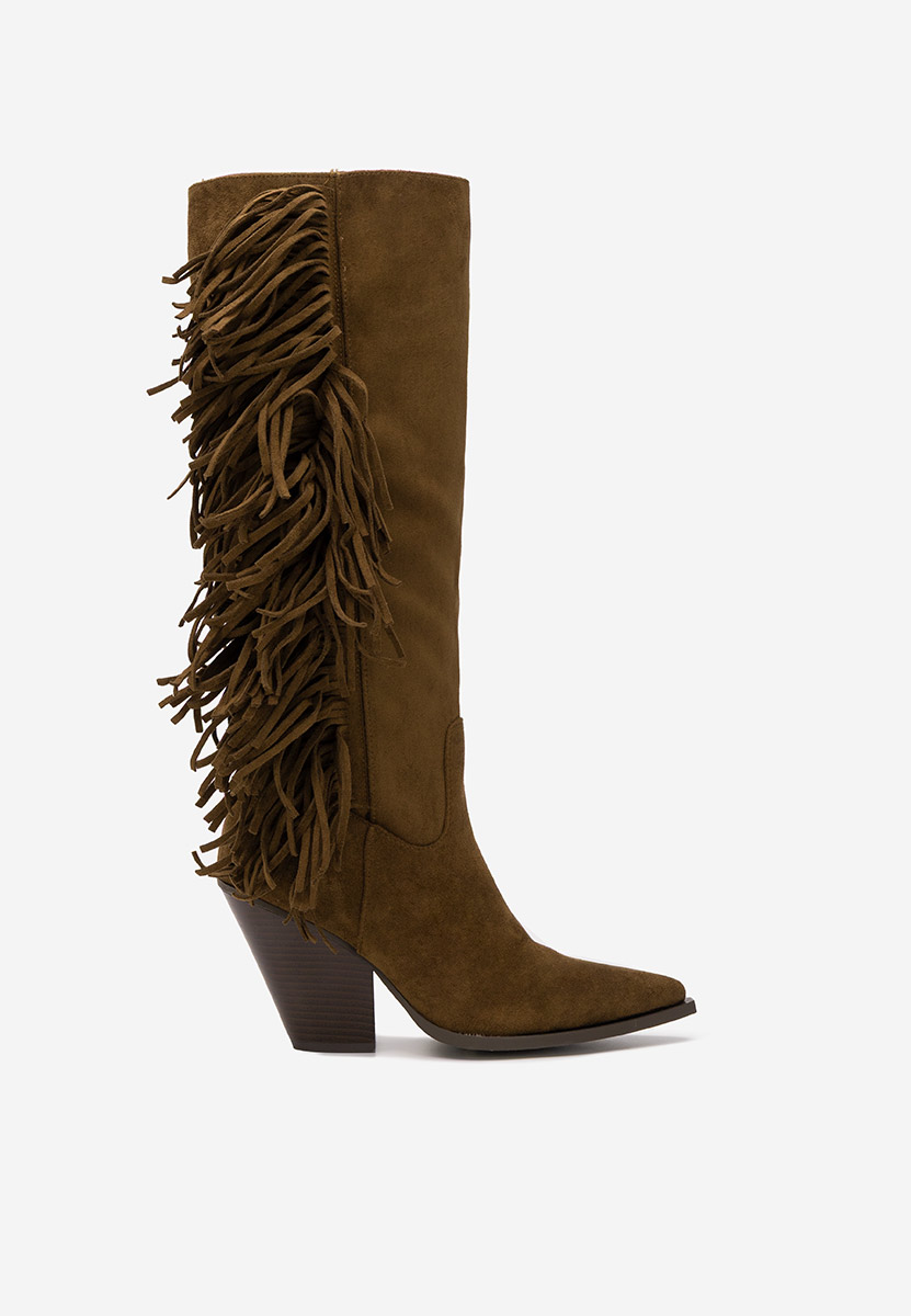 Cizme cu toc gros Brania camel