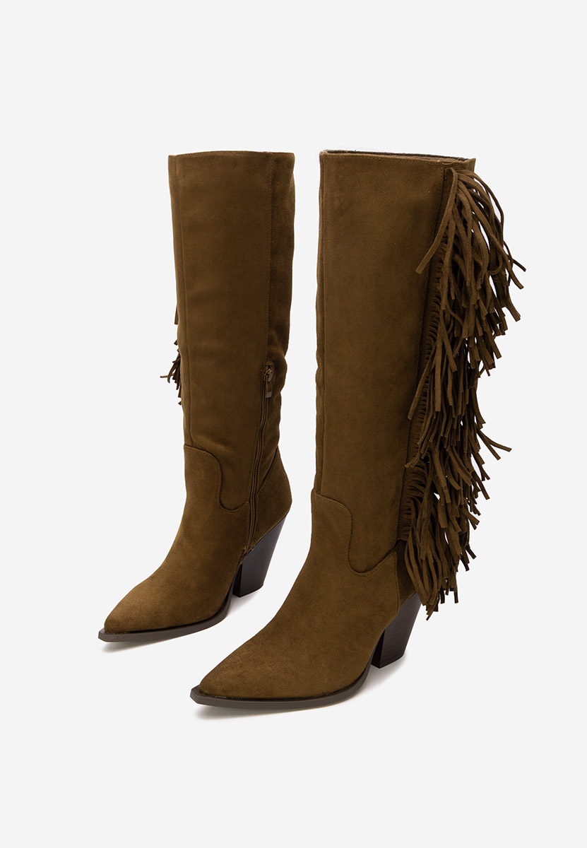 Cizme cu toc gros Brania camel