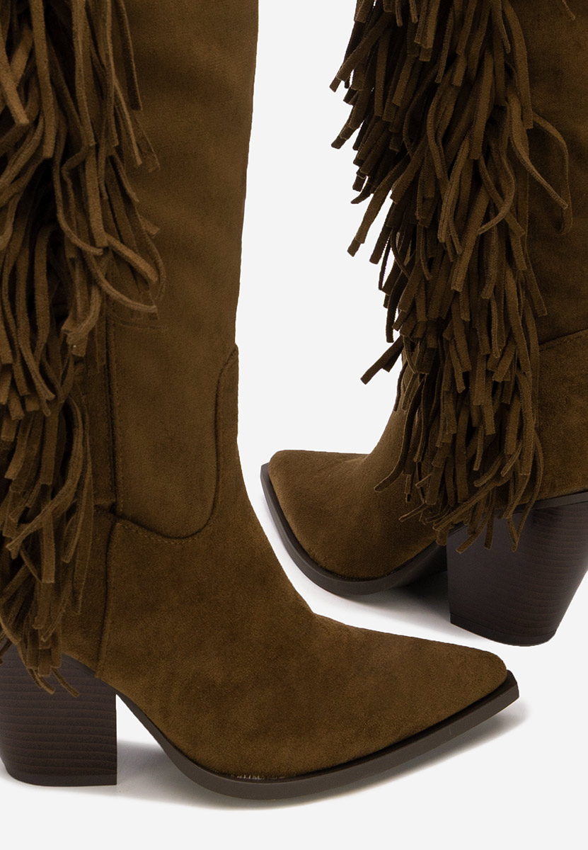 Cizme cu toc gros Brania camel