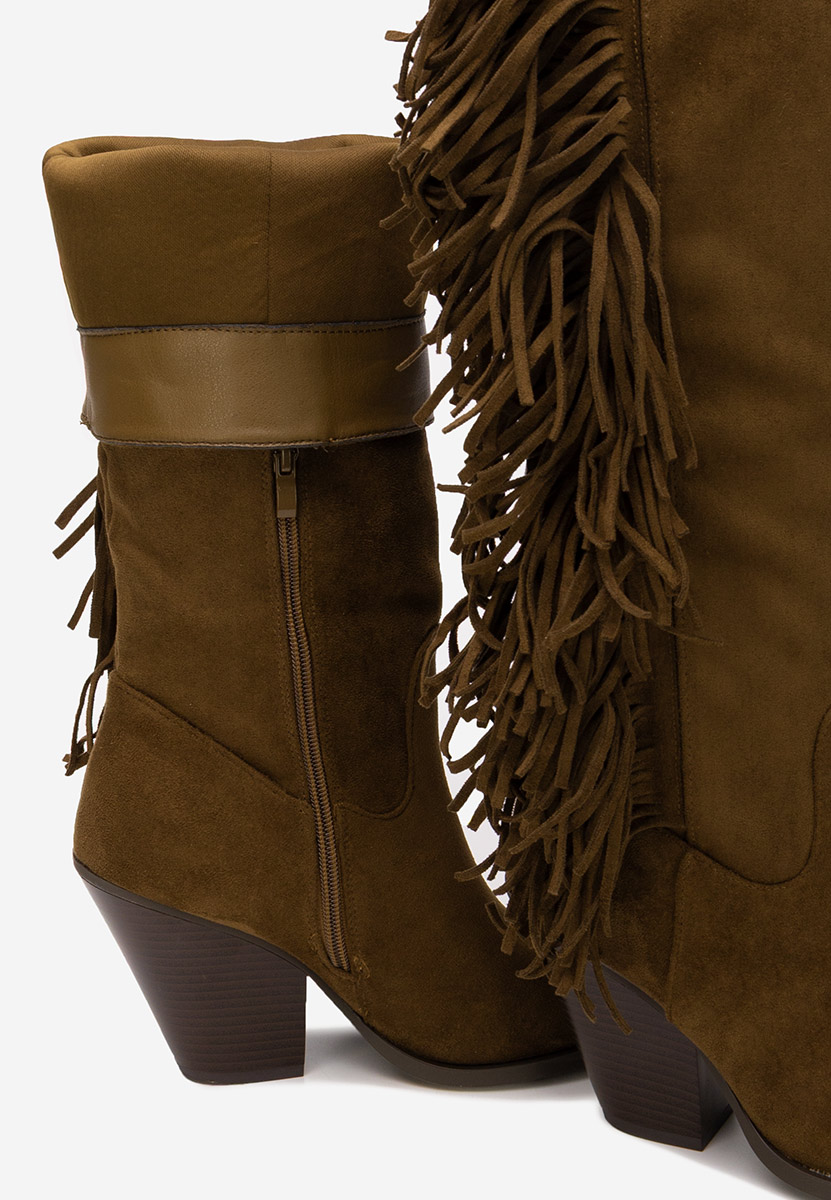 Cizme cu toc gros Brania camel