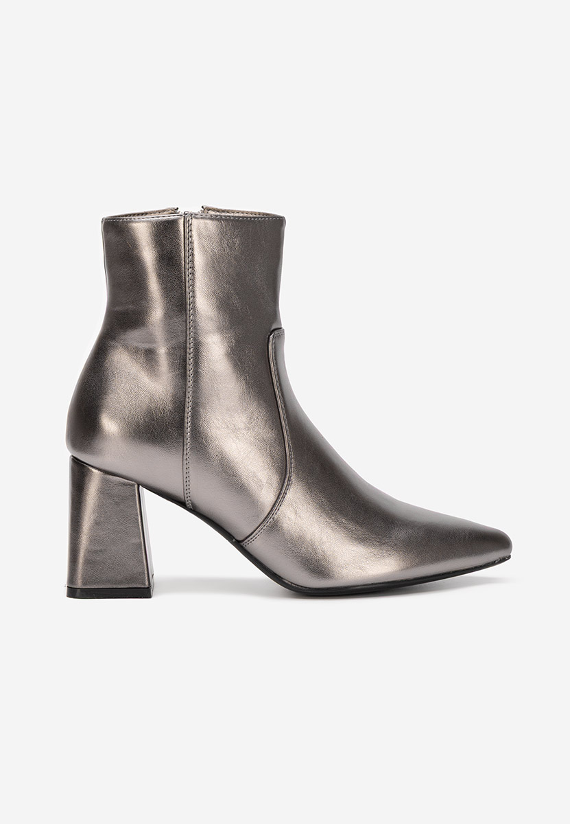 Botine cu toc gros Tavria argintii