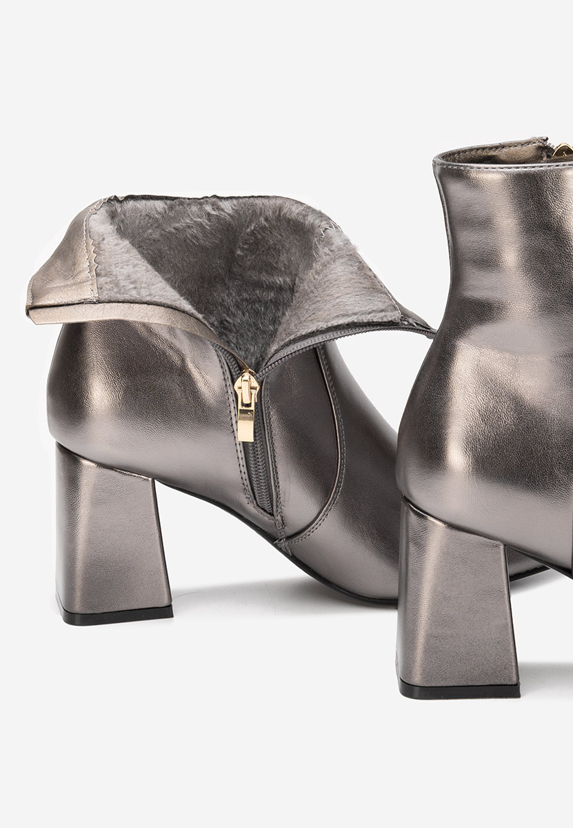 Botine cu toc gros Tavria argintii