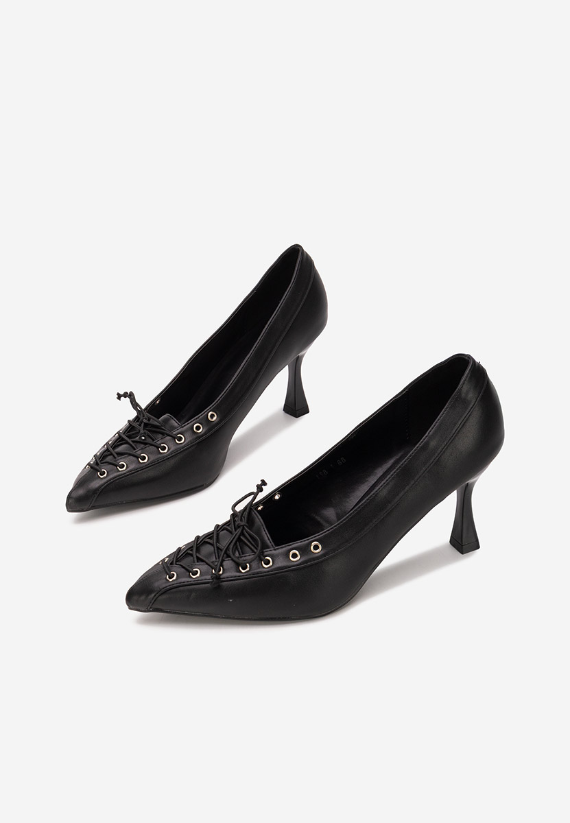 Pantofi cu toc subtire Jasoria V2 negri
