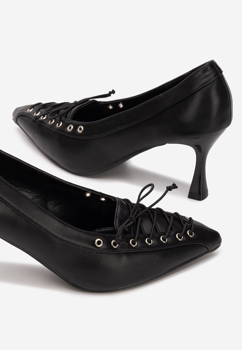 Pantofi cu toc subtire Jasoria V2 negri
