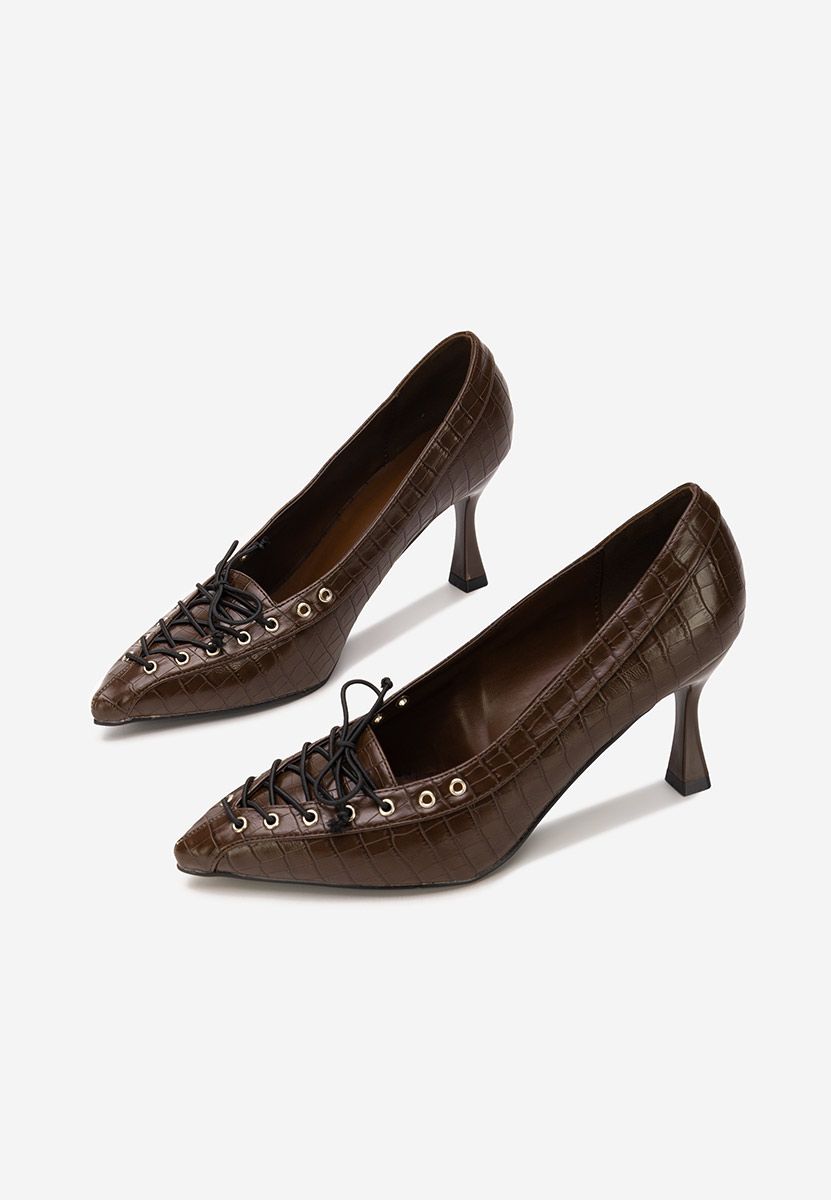 Pantofi cu toc subtire Jasoria maro