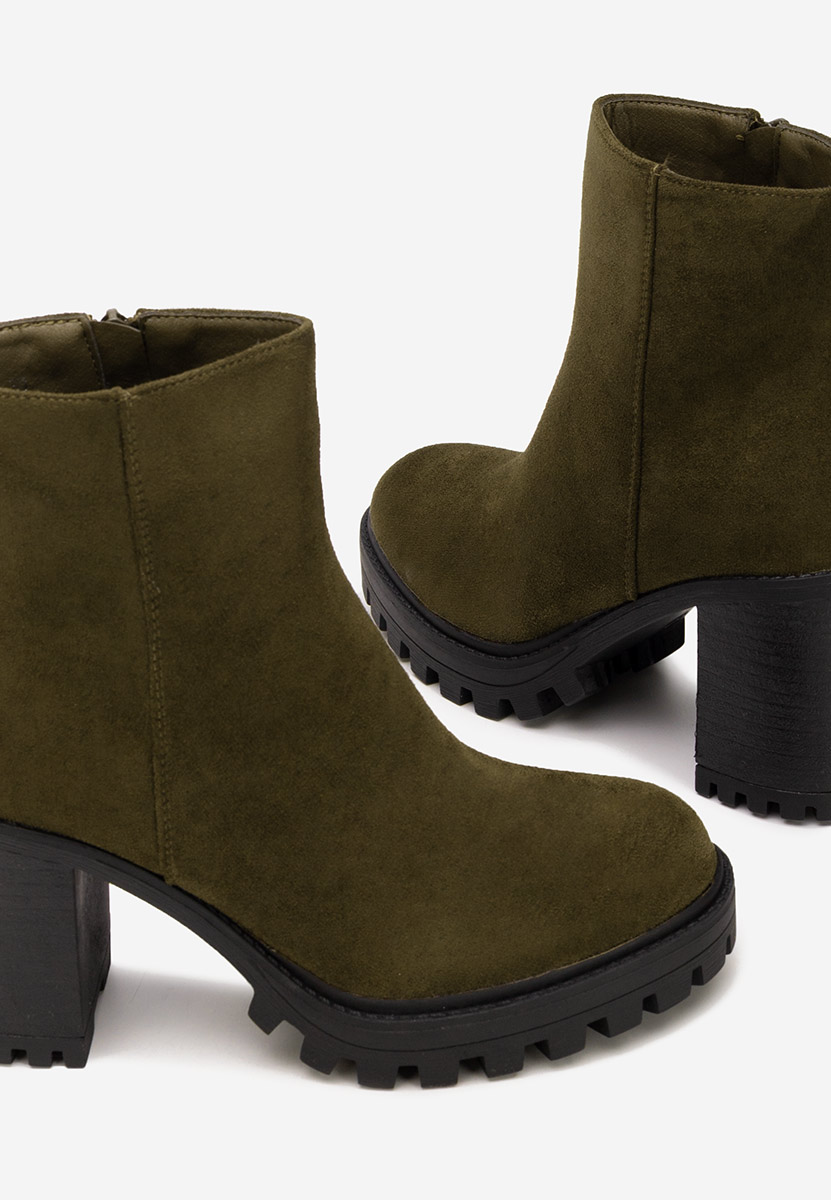 Botine cu toc gros Cavira verzi