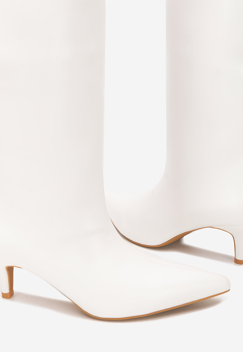 Cizme dama elegante cu toc Brelisa albe