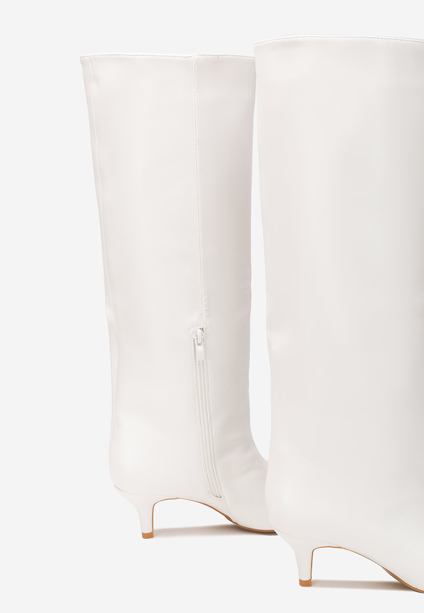 Cizme dama elegante cu toc Brelisa albe