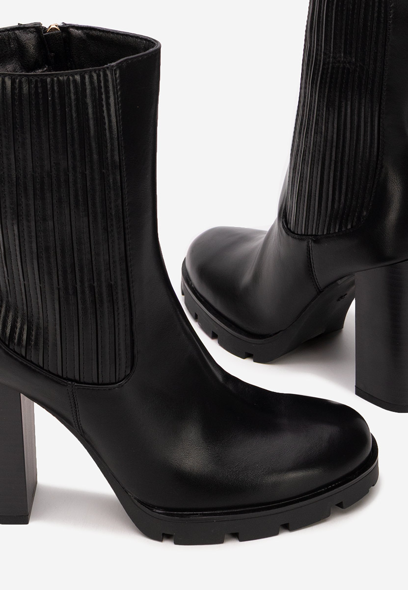 Botine cu toc gros Cosmira negre