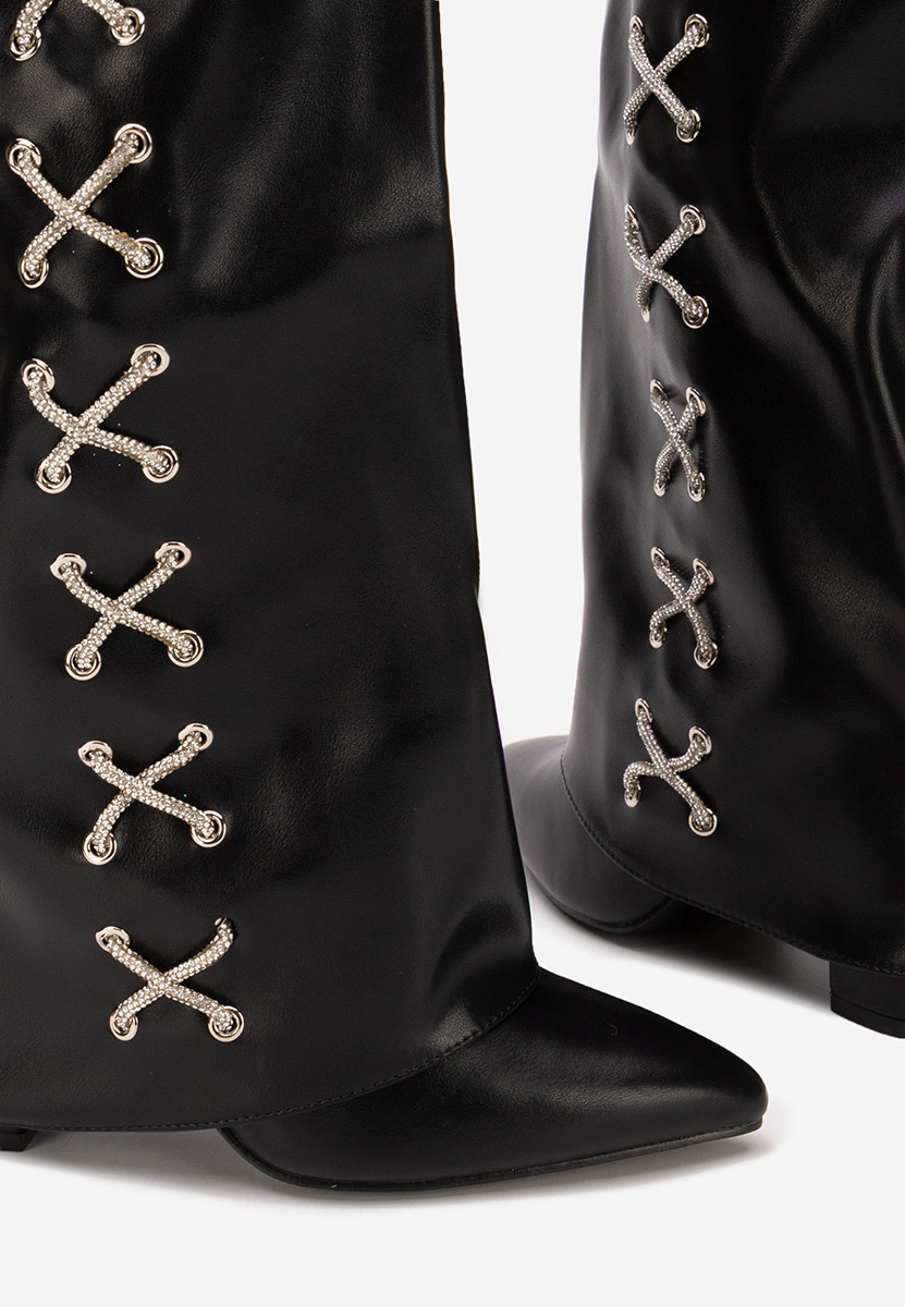 Cizme cu toc gros Patrisia negre