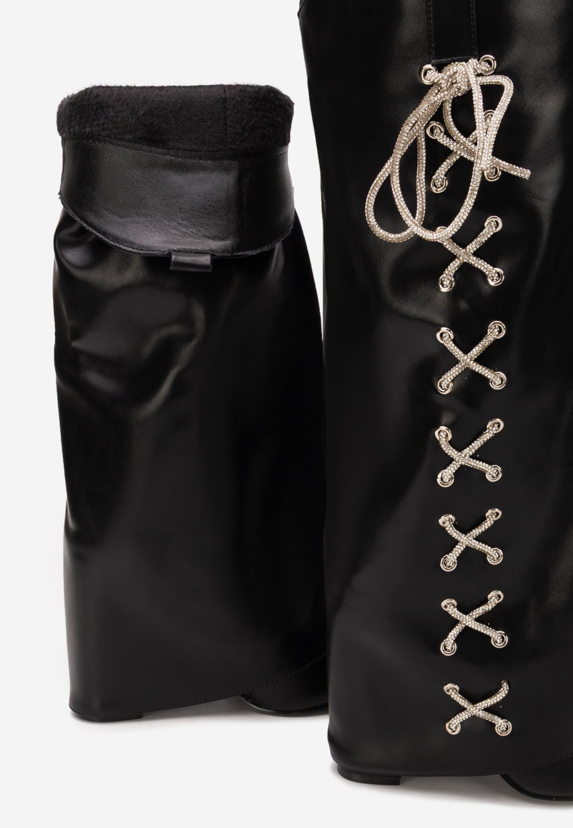 Cizme cu toc gros Patrisia negre