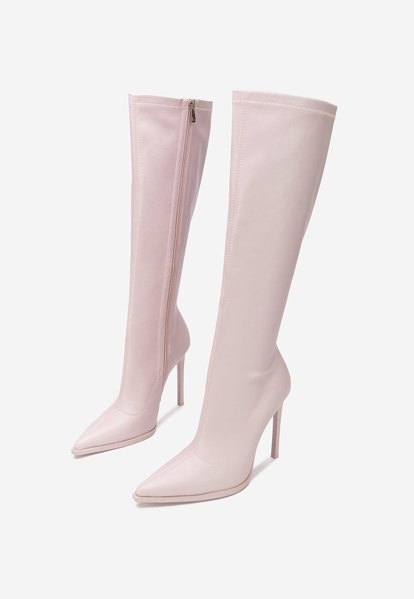 Cizme lungi cu toc subtire Larisia mov