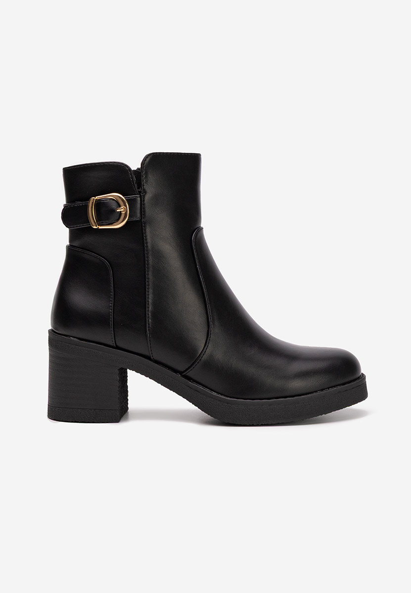 Botine cu toc gros Aidelia negre