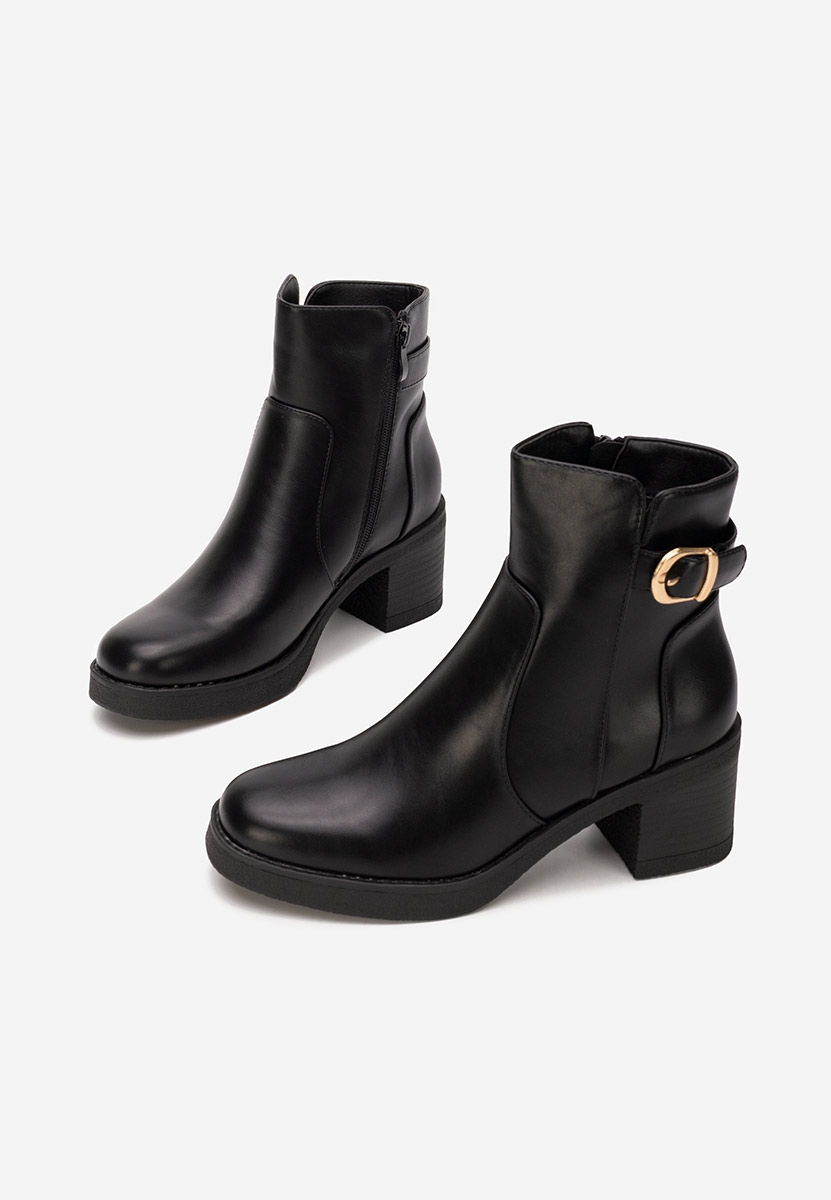 Botine cu toc gros Aidelia negre