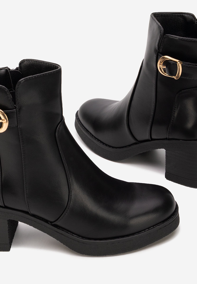 Botine cu toc gros Aidelia negre