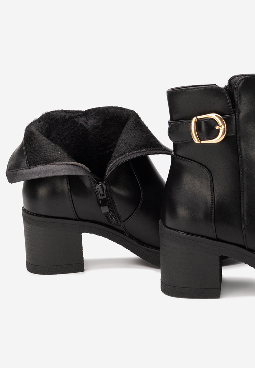 Botine cu toc gros Aidelia negre