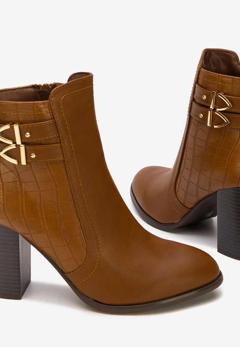 Botine cu toc gros Theodore camel