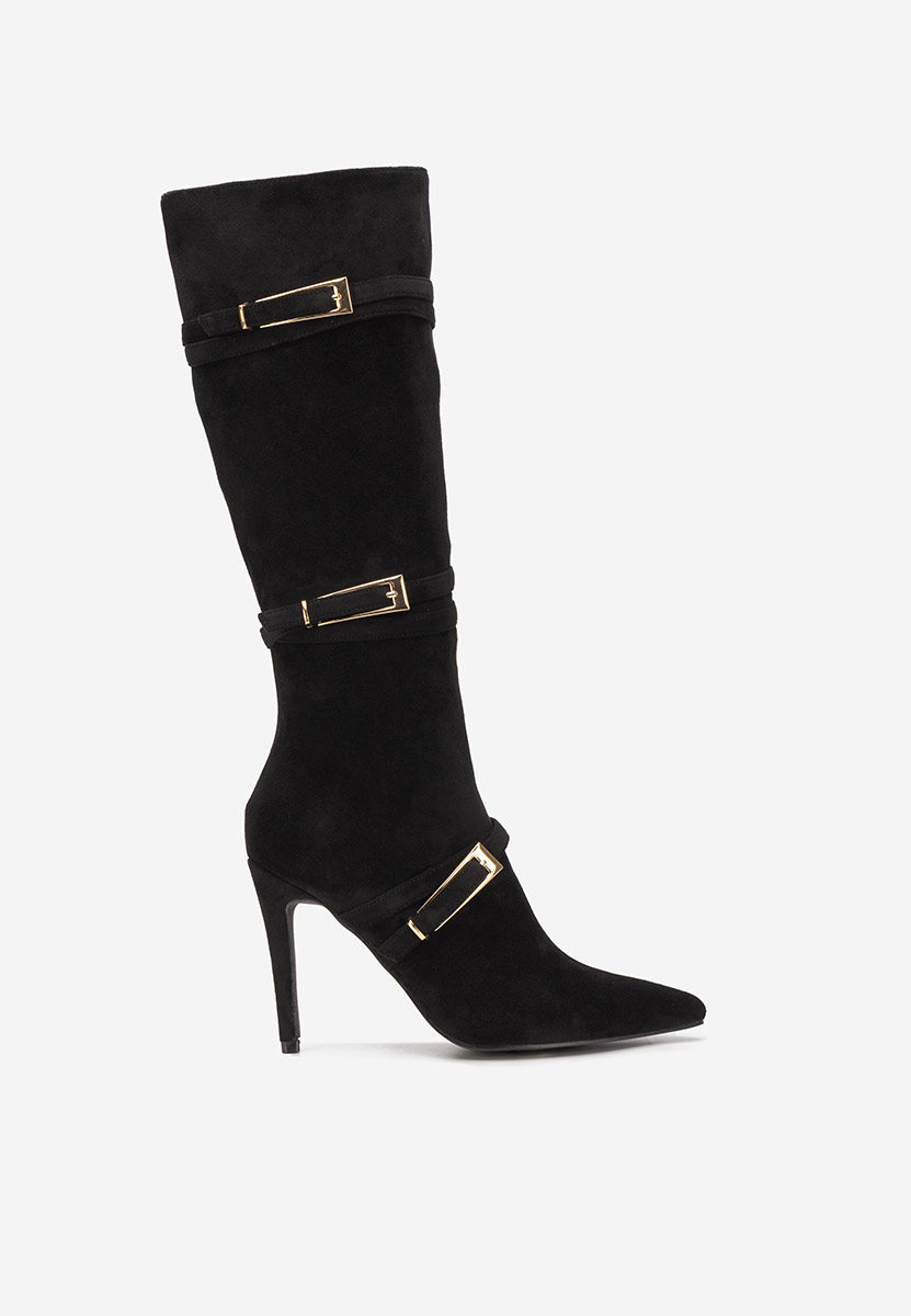 Cizme cu toc subtire Ernesia negre