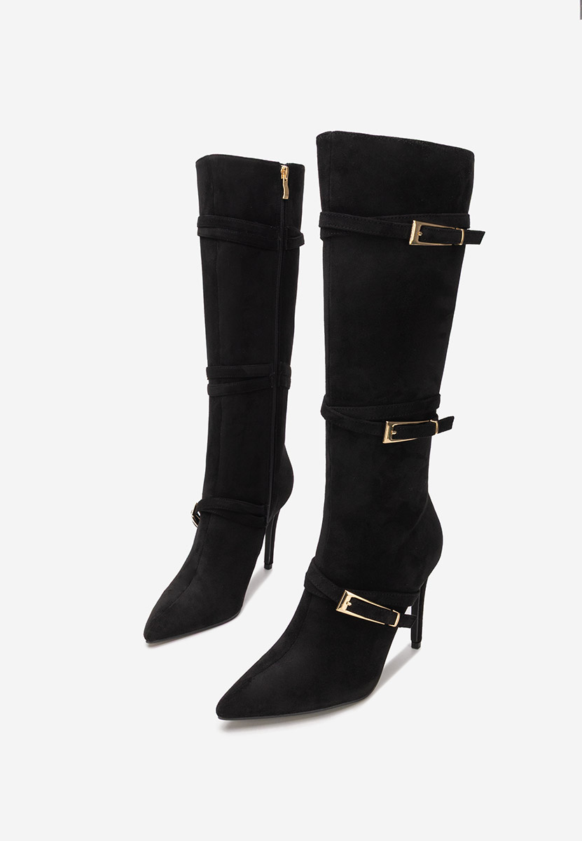 Cizme cu toc subtire Ernesia negre