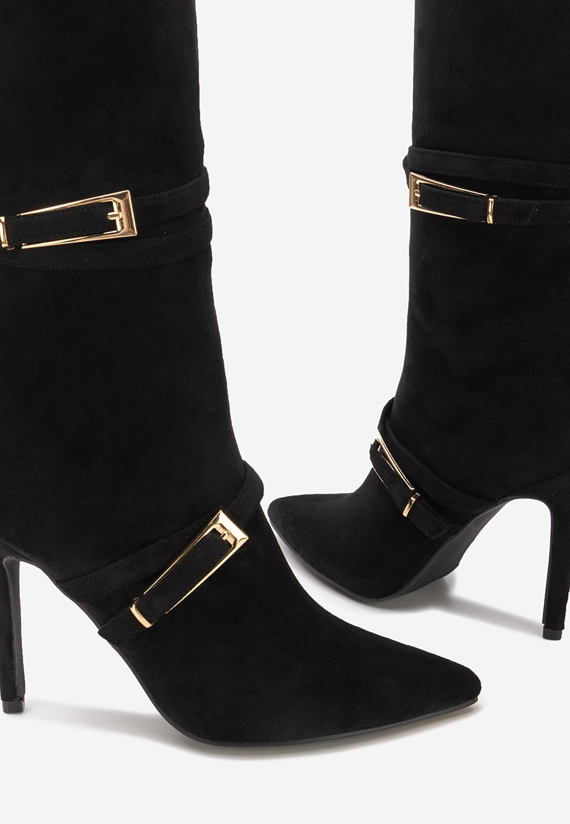 Cizme cu toc subtire Ernesia negre