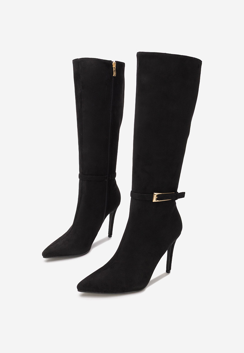 Cizme cu toc subtire Narcisia negre