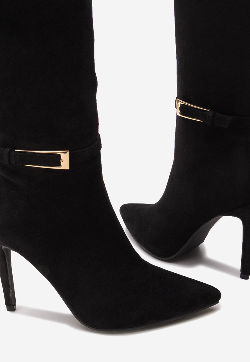 Cizme cu toc subtire Narcisia negre