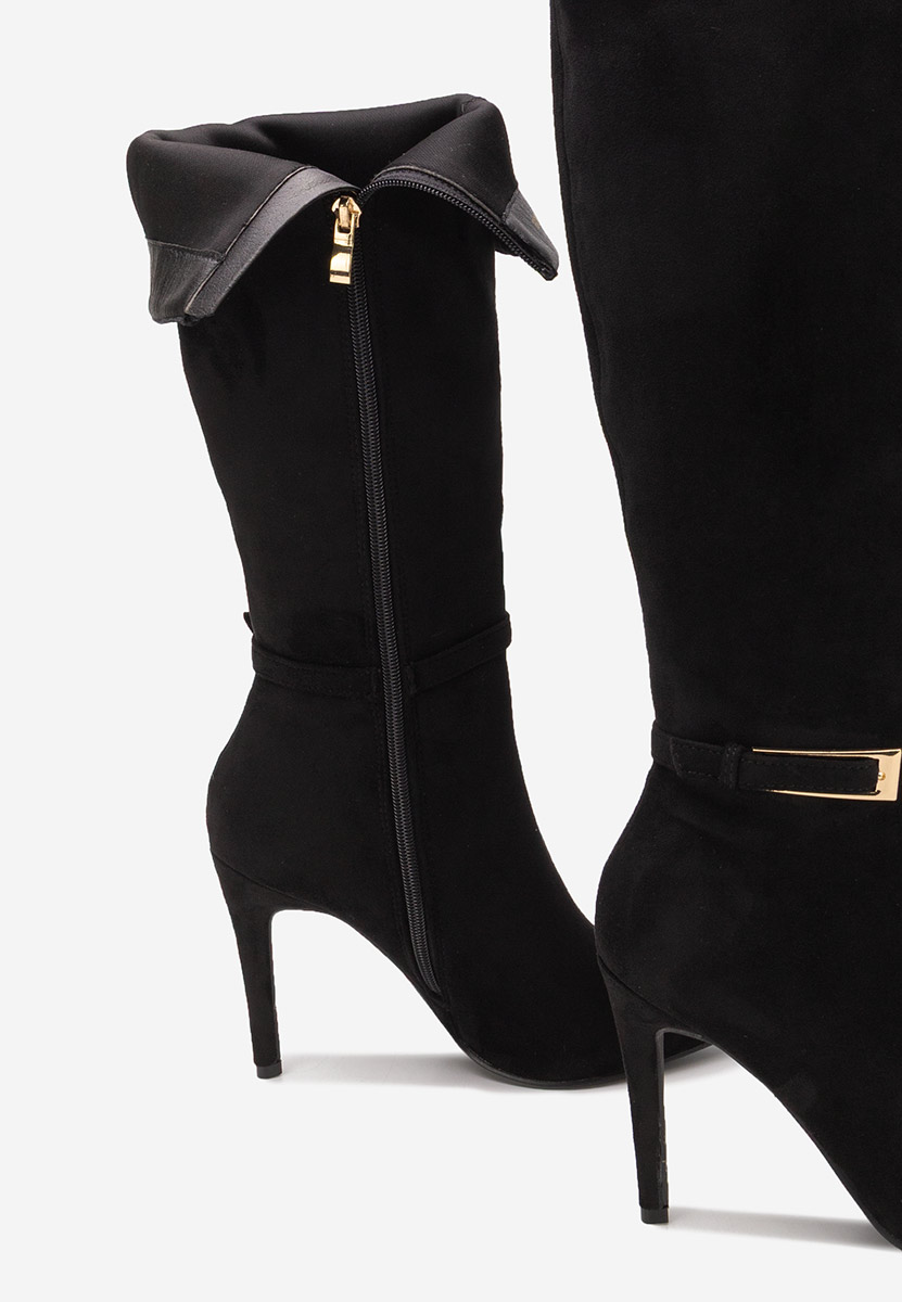 Cizme cu toc subtire Narcisia negre