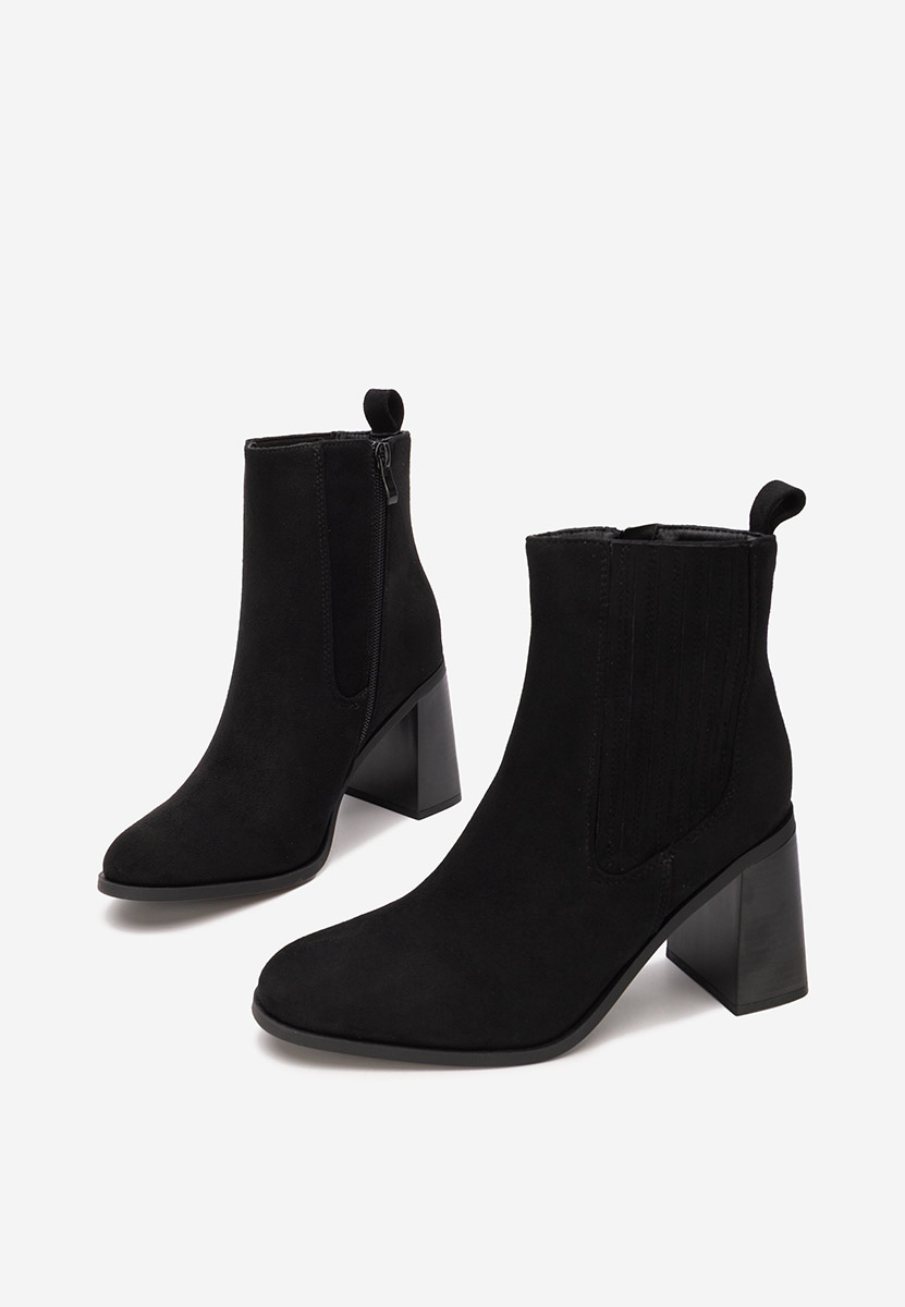 Botine cu toc gros Elowyn negre