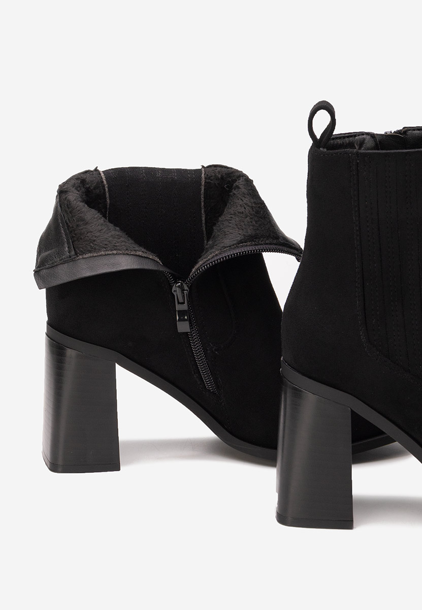 Botine cu toc gros Elowyn negre