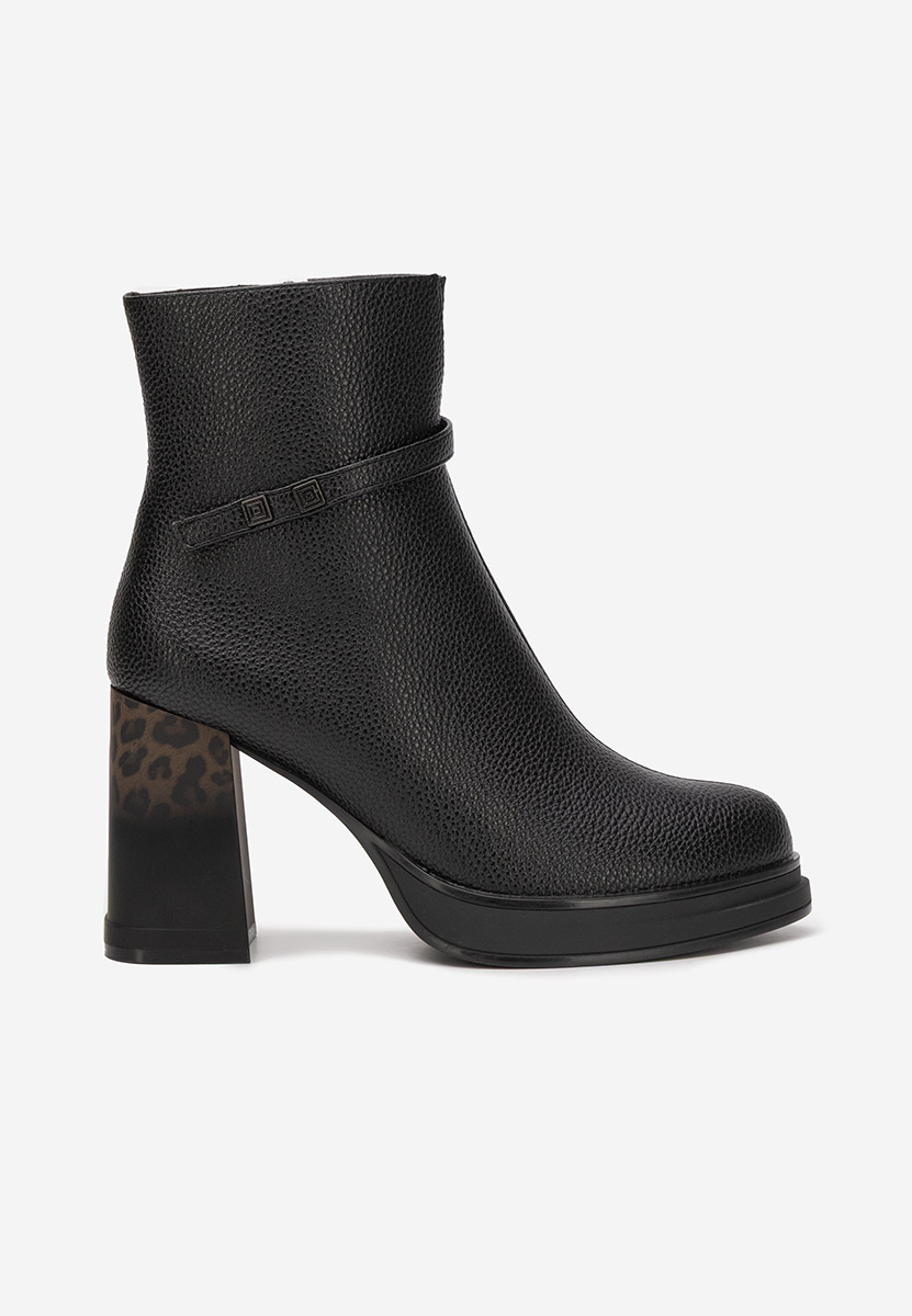 Botine cu toc gros Rannia negre