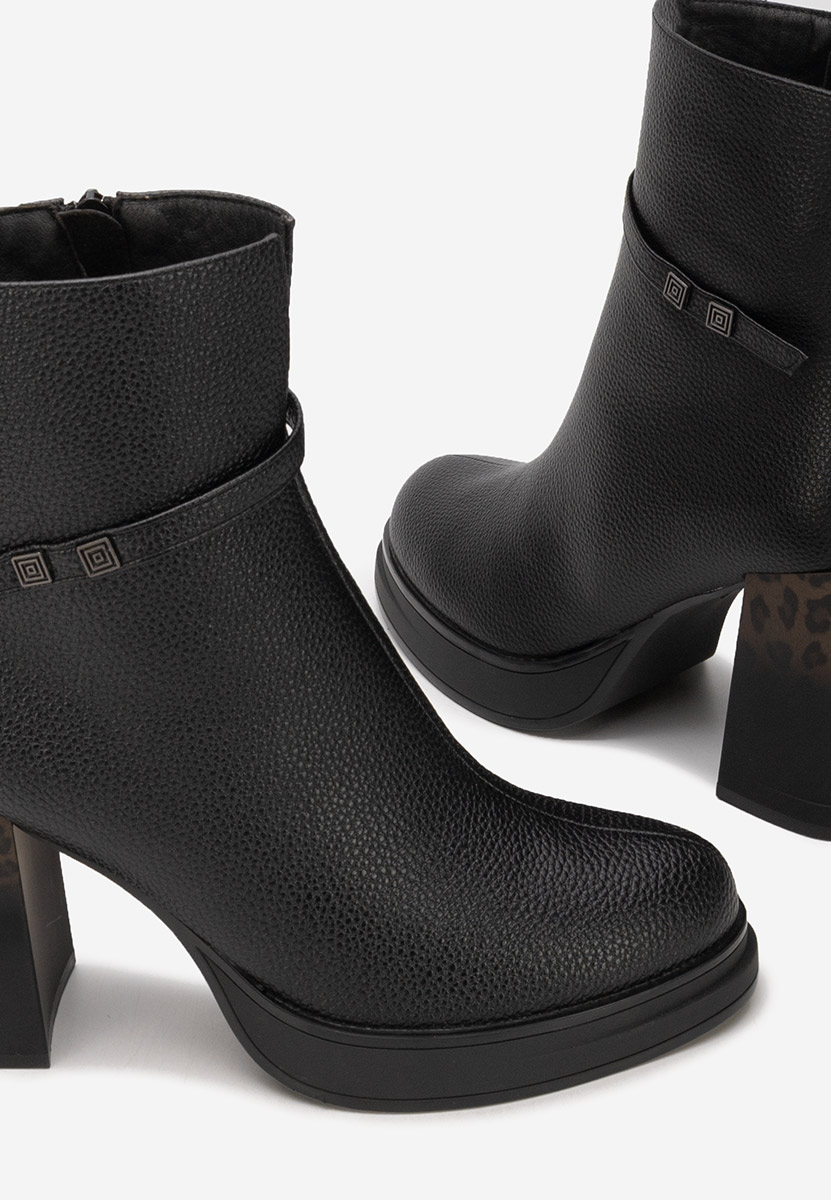 Botine cu toc gros Rannia negre